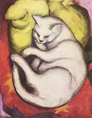 Cat on a Yellow Pillow Franz Marc